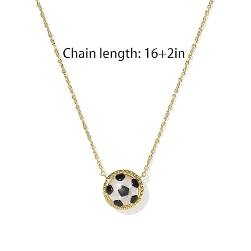 Soccer Necklace for Women.14K Gold Soccer Ball Pendant Short Chokers Necklace Jewelry - Gold thumbnail 2