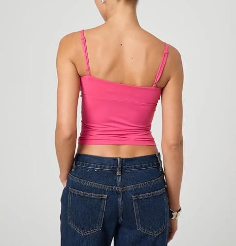 Giraropa Women Summer Basic Cami Shirt Sexy Sleeveless Spaghetti Strap V Neck Tank Top Y2K Slim Fit Going Out Crop Tops thumbnail 4