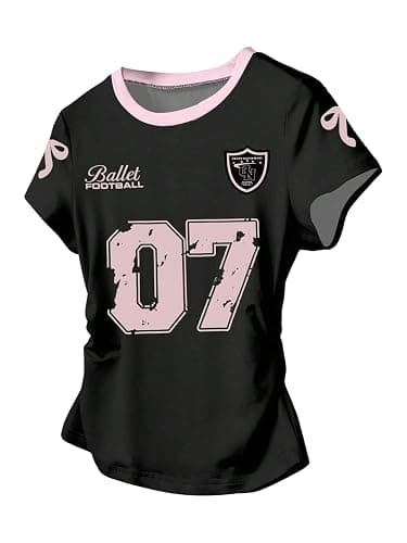 SHENHE Girl's Cute Bow Shirt Graphic Crew Neck Ruched Fitted Short Sleeve Crop Tee Top - Image 1