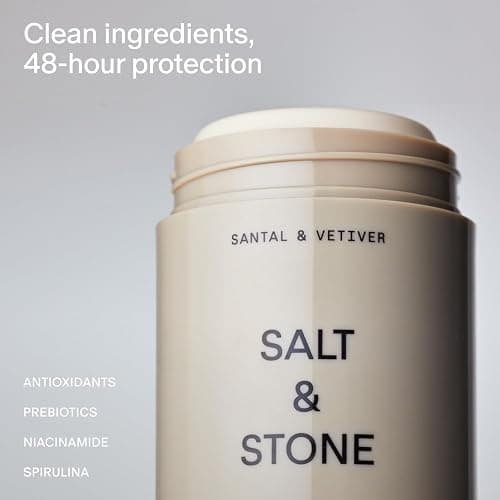 SALT & STONE Aluminum Free Deodorant | Extra Strength 48 Hour Protection for Women & Men | Made with Seaweed Extracts, Niacinamide & Prebiotics (Santal & Vetiver) thumbnail 2