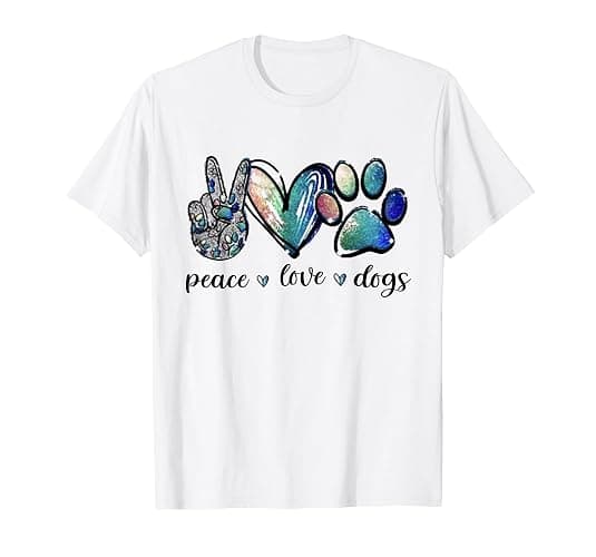 Dog Lover Peace Love Dogs Puppy Paw T-Shirt Small - Image 1