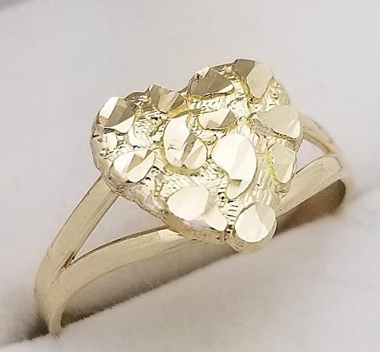 10k Gold Solid Nugget Ring Gold Heart Ring thumbnail 4