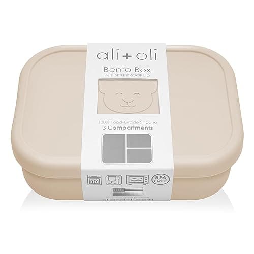 Ali+Oli Silicone Bento Box (Coconut) Lunch Box for Kids, Toddlers, Preschoolers & Adults | BPA-Free and Spill-Proof | Ideal for School, and On-the-Go Meals| Perfect for Lunch, Snacks, and Meals