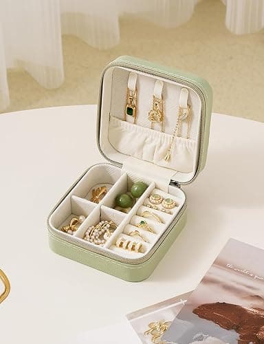 SLOZO Travel Jewelry Case, Travel Jewelry Box, Mini Jewelry Travel Case, Jewelry Organizer Case, Portable Small Jewelry Organizer Storage Boxes - Best Gift for Women Girls. thumbnail 5