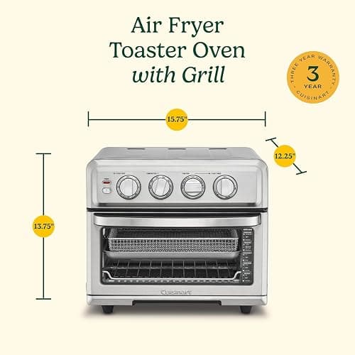 Cuisinart Air Fryer Toaster Oven with Grill, 1800W 8-1 Air Fryer Oven with Bake, Convection Bake, Grill, Broil and Warm Options, Large Capacity, 60-Minute Timer, TOA-70NAS, Stainless Steel thumbnail 2