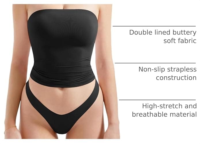 SUUKSESS Women Sexy Tube Top Summer Y2K Going Out Double Lined Basic Tank Top thumbnail 4
