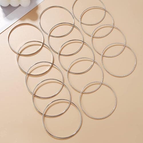RINTOLER 16Pcs Gold Bangle Bracelets for Women - Multi Layer Stackable Textured Bracelets Boho Jewelrys Set. thumbnail 6
