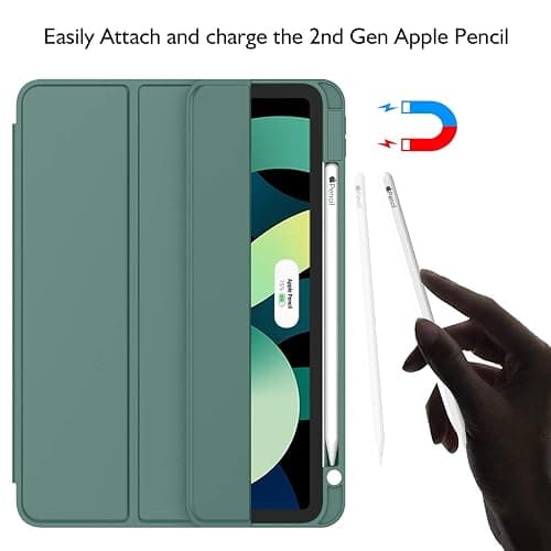 ZryXal iPad Air 11 Inch Case M3 (2025) / M2 (2024), iPad Air 5th (2022) / 4th Generation (2020) 10.9 Inch - Smart Cover with Pencil Holder and Soft TPU Back, Auto Wake/Sleep (New Midnight Green) thumbnail 2