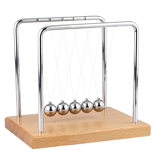 Smilesorg Newton's Cradle Balance Balls Fascinating Physics Gadget for Home and Office 5 Beads - Image 1