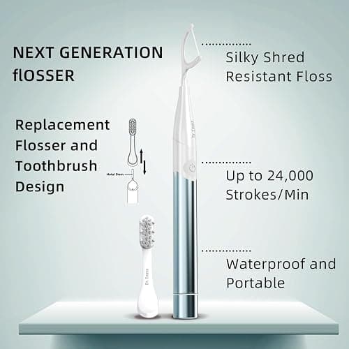 Dr. Emma Electric Vibration Flosser, Power Flosser for Adults, Gum Stimulator, Teeth Cleaner, Reusable Flossing Tool with Toothbrush, Water Flosser Alternative, Babyblue thumbnail 5