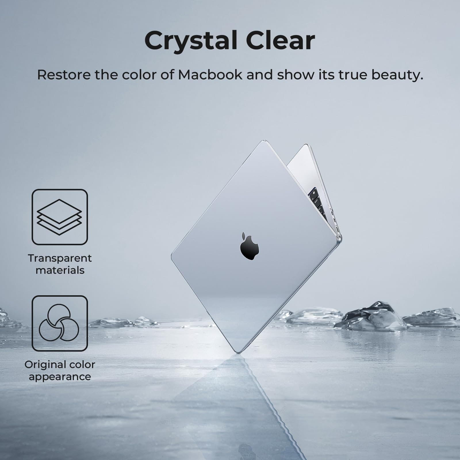 EooCoo Compatible with MacBook Air 13 inch Case for 2025-2022 M4 M3 M2 Model A3240 A3113 A2681, Protective Plastic Hard Case Cover Shell for MacBook Air 13.6 inch - Crystal Clear thumbnail 4