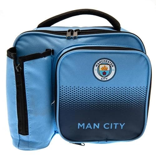 MANCHESTER CITY FC FADE LUNCH BAG WITH BOTTLE HOLDER - FOOTBALL GIFT - Image 1