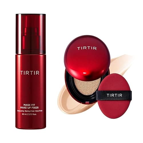 TIRTIR Makeup Bundle | Mask Fit Make-up Fixer (2.7 Fl Oz) + Mini Mask Fit Red Cushion Foundation #21N Ivory | Long-Lasting Setting Spray & Full Coverage K-Beauty Makeup - Image 1