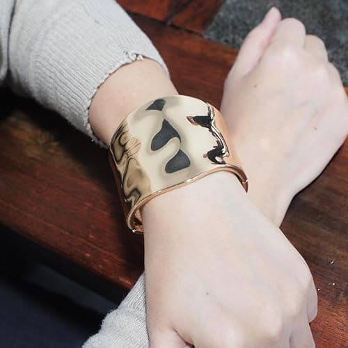 CSIYANJRY99 18K Gold Bracelets for Women Cuff Bangles Thick Gold Chunky Bangle Bracelet Big Wrist Cuff Wrap Bracelet for Women thumbnail 3