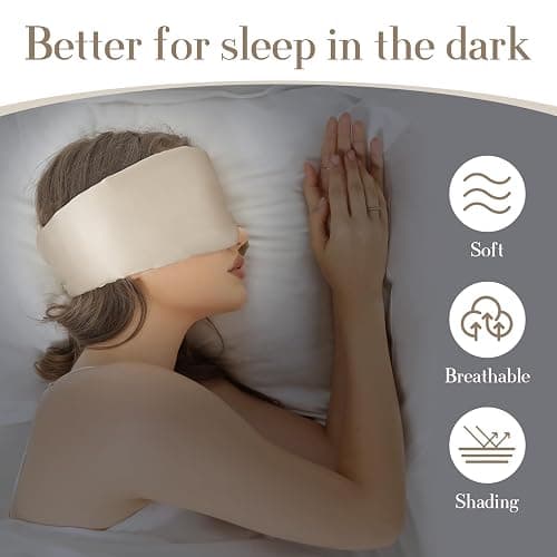 SECZIPE 100% Mulberry Silk Sleep Mask Eye Mask for Women Man with Adjustable Band, for Side Sleeper Blackout Sleep Mask for Travel Rest and Office Large Size (Taupe) thumbnail 2