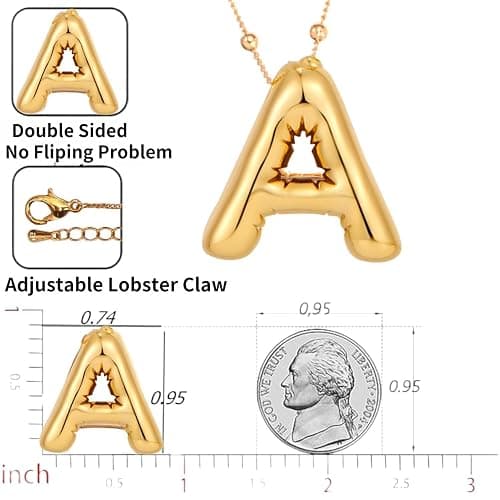 LUCA SMITH Initial Necklaces for Women, Dainty Balloon Bubble Letter, Name Letter Alphabet Pendant Layered Choker Chain Jewelry Gift thumbnail 5