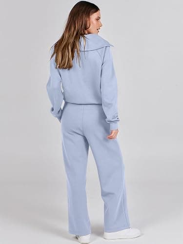 ANRABESS Women 2 Piece Outfits 2025 Fall Fashion Airport Wide Leg Pants Lounge Set Leisure Travel Vacation Clothes Sweatsuits thumbnail 4