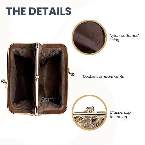 Signare Tapestry Cute Exquisite Double Pocket Kiss Lock Coin Purse for Women with Floral Design thumbnail 5