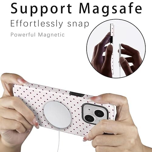 uCOLOR Case Compatible with iPhone 15/14/13- Compatible with MagSafe Scratch-Resistant Shockproof Cover for Women Men 6.1 inch (Nude Polka Dot, iPhone 15/14/13 6.1") thumbnail 4