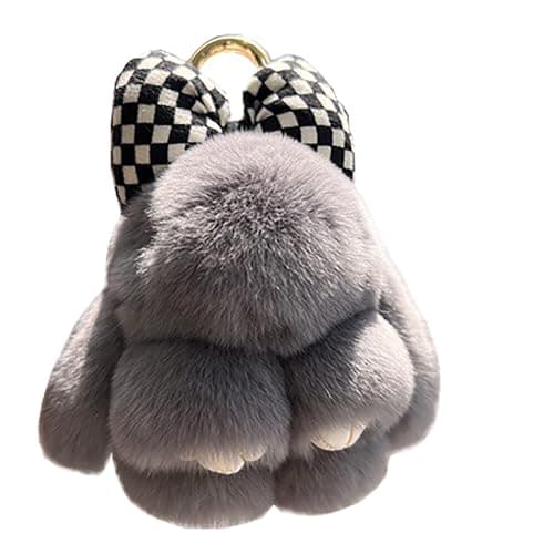 Soft Fluffy Rabbit Keychain Cute Plush Bunny Key Rings Plush Bunny Key Rings Faux Fur Keyring Pompom Keychain Decoration - Image 1