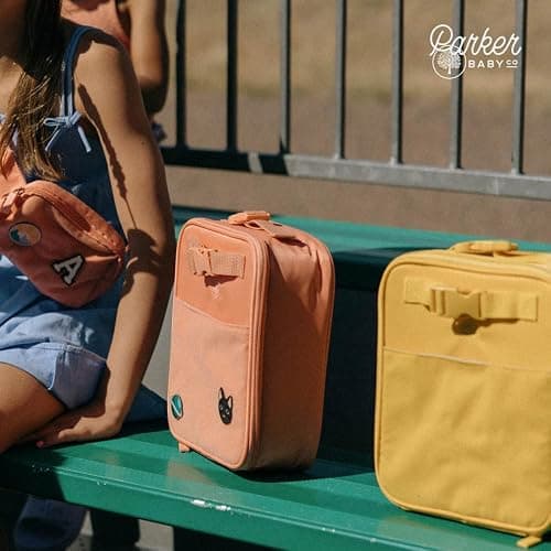 Parker Kids Insulated Waterproof Lunch Box for Children - Customizable Lunch Bag with Durable Hook and Loop Patches, Easy-Open Zippers, Water Bottle Buckle - Sunkissed thumbnail 7