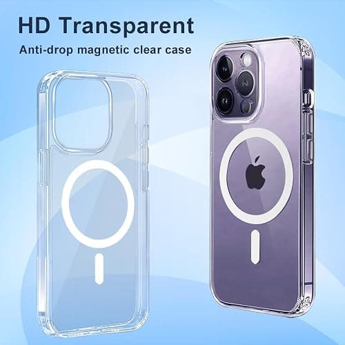 TEOPHA Magnetic Clear Case for iPhone 14 Pro (6.1-Inch) Compatible with MagSafe, Shockproof Anti-Scratch Phone Bumper Cover for iPhone 14 Pro - Clear thumbnail 3