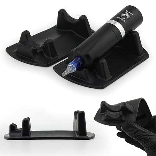 Tattoo Machine Stand - Rubber Tattoo Pen Holder, Tattoo Machine Rack, Compatible with Rotary Tattoo Guns & Coil Machines, Anti-Slip Base, Stable Pen Display Stand Tattoo Pen Tray (Black 1 Pack) thumbnail 7