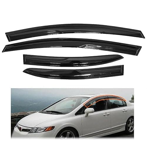 ZXMOTO Rain Guards Side Window Visor Vent Outside Mount, 4PCS Fits 2006-2011 Honda Civic 4-Door Sedan thumbnail 6