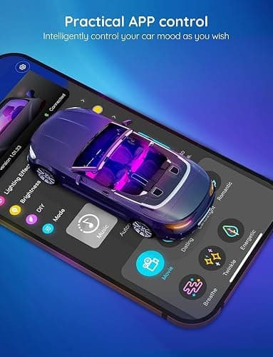 Govee Car LED Lights, RGB Smart Car Interior Lights, App Control | DIY Mode and Music Mode, 2 Lines Design LED Lights for Cars with Car Charger, 12V thumbnail 4