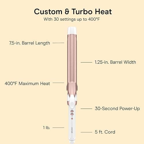 Conair Extra Long Curling Iron, Double Ceramic, 1 1/4", White/Rose Gold | Extra-long 7.5" hair curler and hair waver for every hair type with 30 heat settings, built-in heat protection, and auto-off thumbnail 4