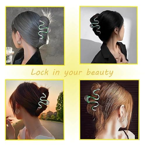 Metal Hair Claw Clips,Fashionable Green Snake Design Metal Hair Claws, Non Slip Snake Hair Clip, Halloween Hair Clips.Gothic Hair Accessories，Claw Clips for Thick hair thumbnail 7