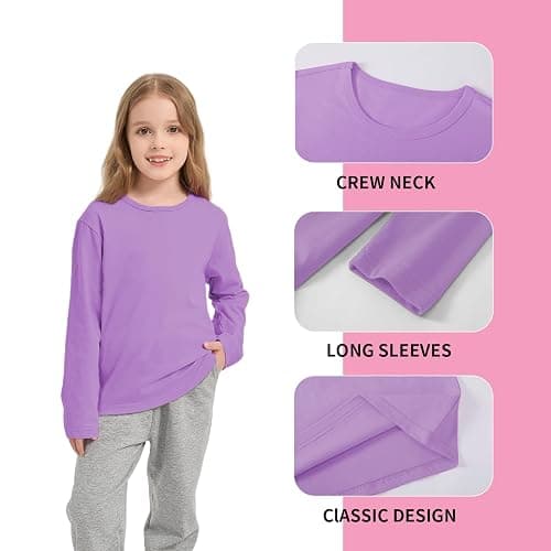 Girls/Toddlers Long Sleeve Shirts Kids Crewneck Soft Cotton Fall Tops Girls' Basic Long Sleeve Tee(2-14Years) thumbnail 4