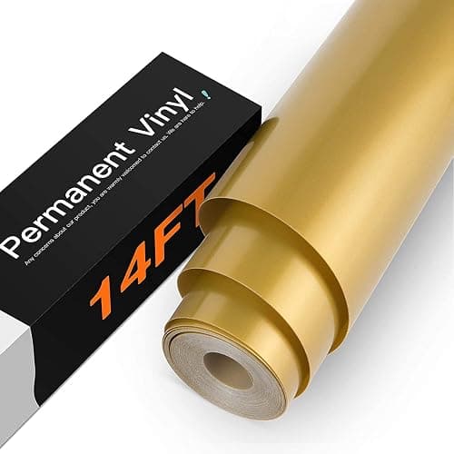 HTVRONT Bronze Gold Adhesive Vinyl - 12" x 14 FT Glossy Bronze Gold Adhesive Vinyl Roll Compatible with Cricut Cutting Machine, Silhouette, Cameo Cutters, Scrapbooking, Craft, Die Cutters - Image 1