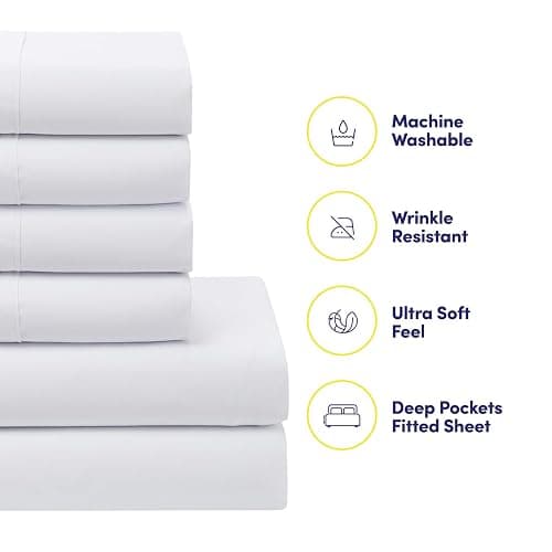 Sweet Home Collection 7 Piece Comforter Set Bag Solid Color All Season Soft Down Alternative Blanket & Luxurious Microfiber Bed Sheets, White, Queen thumbnail 5
