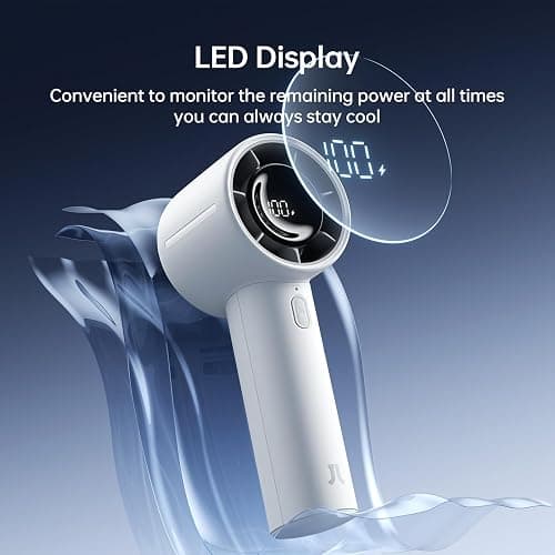 JISULIFE Handheld Turbo Fan Life10s, 5000mAh Rechargeable Portable Fans,Up to 28 Hours Working,5 Speed Strong Wind,Personal Mini Fan for Travel Outdoor Camping Beach Makeup（Gray） thumbnail 6