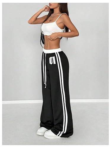 SOLY HUX Women's Baggy Sweatpants Wide Leg Ed Hardy Sweatpant Y2k Drawstring Pants Streetwear thumbnail 5