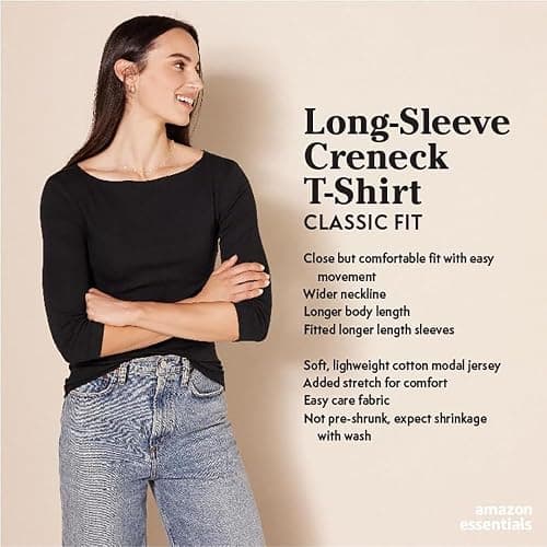Amazon Essentials Women's Regular-Fit Long-Sleeve Crewneck T-Shirt (Available in Plus Size) thumbnail 2