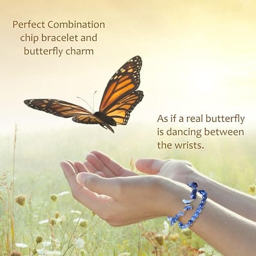 DUQGUHO 2Pcs Butterfly Bracelets for Women Healing Crystals Bracelets for Women Natural Gemstone Bead Bracelet Cute Butterfly Charm Bracelet Stretch 8mm Crystal Jewelry Gifts for Women thumbnail 5