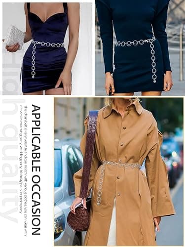 FIORETTO Chain Belt for Women Metal Waist Chain Fashion Multilayer Chain Belts for Dress thumbnail 2