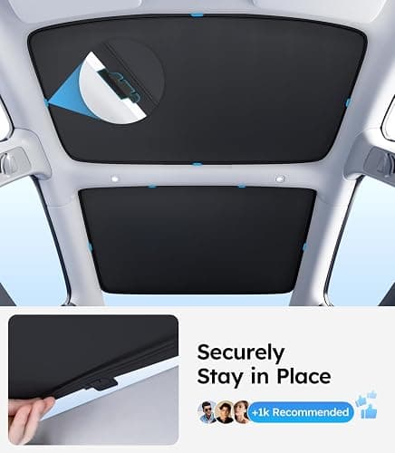 Wigoo 2025 Tesla Model 3 Sunshade Roof [Never Sag, Nano Ice-Crystal Coatings] Heat Reflective Glass Roof Sun Shade, Accessories for Tesla Model 3 2020~2026, Tesla Interior Black thumbnail 5