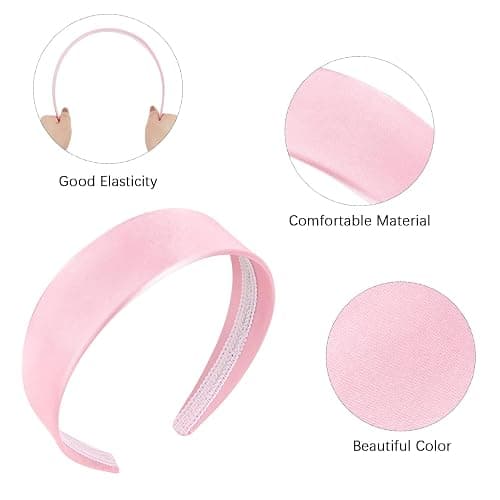 Casoty Pink Padded Headbands for Women Thin Satin Headband for Girls Head Bands for Women's Hair No Slip Hair Accessories for Women Girls thumbnail 6