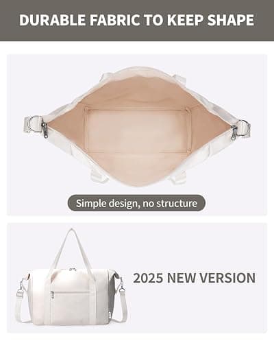 Narwey Ryanair Handgepäck 40x20x25 Ryanair Handgepäck Tasche 40x30x20 Reisetasche Handgepäck Faltbare Wasserfeste Weekender Gym Travel Bag für Damen Herren (Beige) thumbnail 4