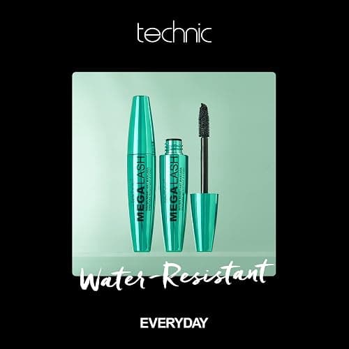 Technic Mega Lash Water Resistant Mascara - Vegan, Ultra Black, Water Resistant, Hard wearing, Smudge-Proof, Lash Building Formula For Volume Glam Lashes - 12ml thumbnail 3