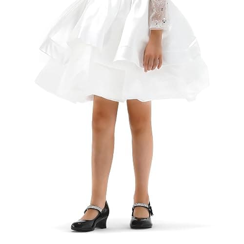 K KomForme Mary Jane Shoes with Low Heel Rhinestones Princess Flats Dress Pump Shoes for Little Kid/Big Kid thumbnail 2