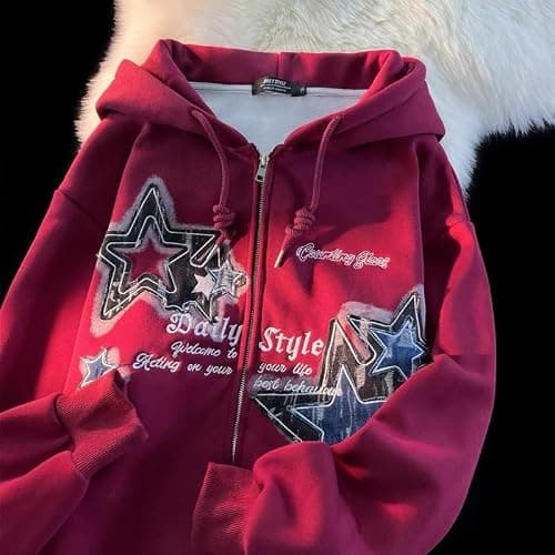 Lafaguw Graphic Hoodies for Women Men Zip Up Star Jackets Fashion Clothing Aesthetic Sweatshirts Gothic Clothes thumbnail 4