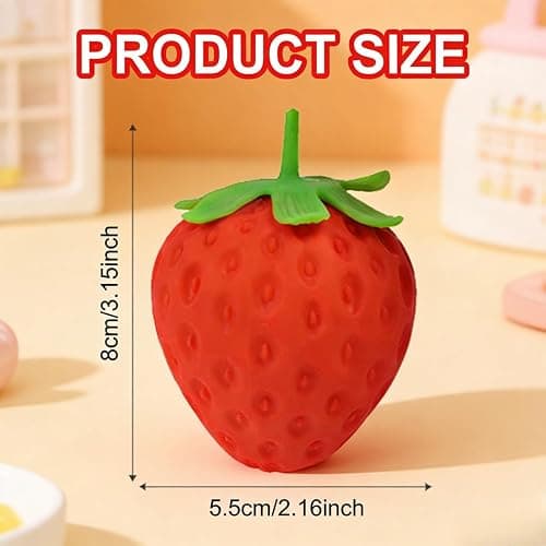 Strawberry Squishy, Realistic Strawberry Ball Relieve Stress and Anxiety,Party Favor Slow Rise Pressure Release Toy Desktop Decoration thumbnail 2