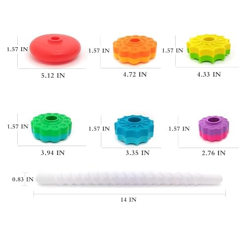 LBAIBB (1 PCS) Spinning Stacking Toy,Spin Toy for Toddlers 1-3,Sensory Toys for Toddlers 1-3,Rainbow Spin Tower,Autism Spin Stack Toys,Suitable for Gifts for Boys and Girl - Flowers thumbnail 2