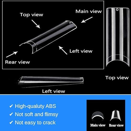 MtnLaur 240Pcs Long Square Nail Tips, Long Square Nails, 12 Sizes No C Clear Nail Tips, French Acrylic Straight Clear False Nail Extension for Beginner and Professional Home Salon DIY thumbnail 3