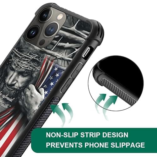 DAIZAG Case Compatible with iPhone 15,Shockproof Soft Phone Cover for Boy Men Gift Case,Christian Jesus God Bless American Flag thumbnail 3