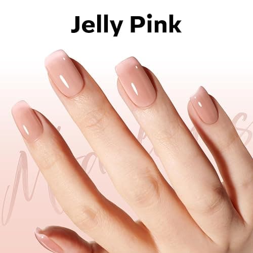 modelones Nude Gel Polish Jelly Natural Pink Gel Nail Polish | French Tip Base Color Translucent Soak Off U V Soap Nails for Nail Art Manicure at Home 15ML thumbnail 3